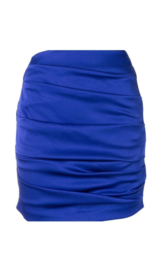 Satin Crepe Ruched Mini Skirt Alex Perry