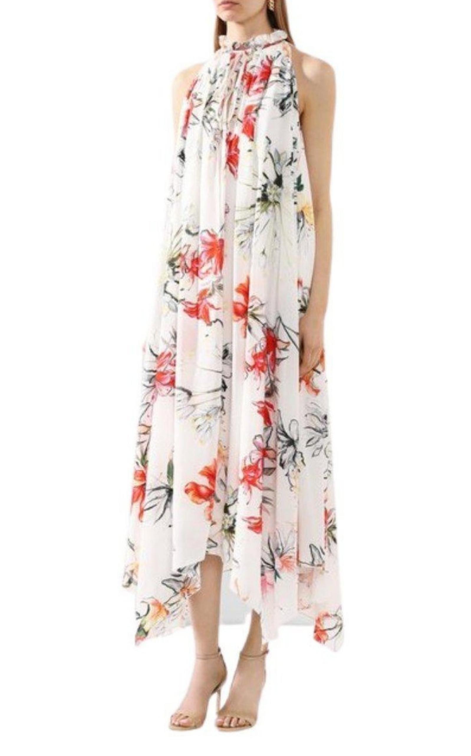 Endangered Flower Print Sleeveless Dress Alexander McQueen