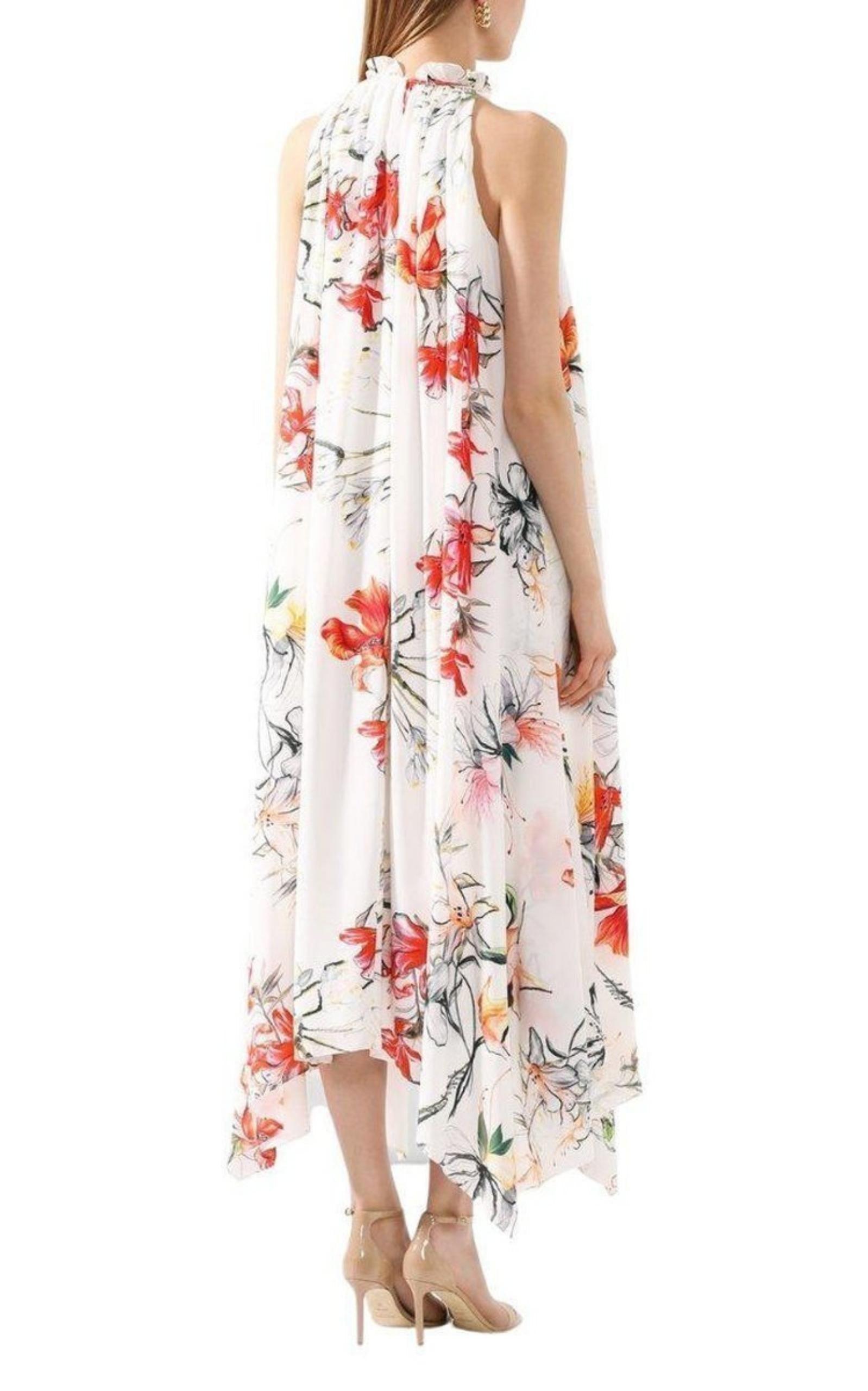 Endangered Flower Print Sleeveless Dress Alexander McQueen