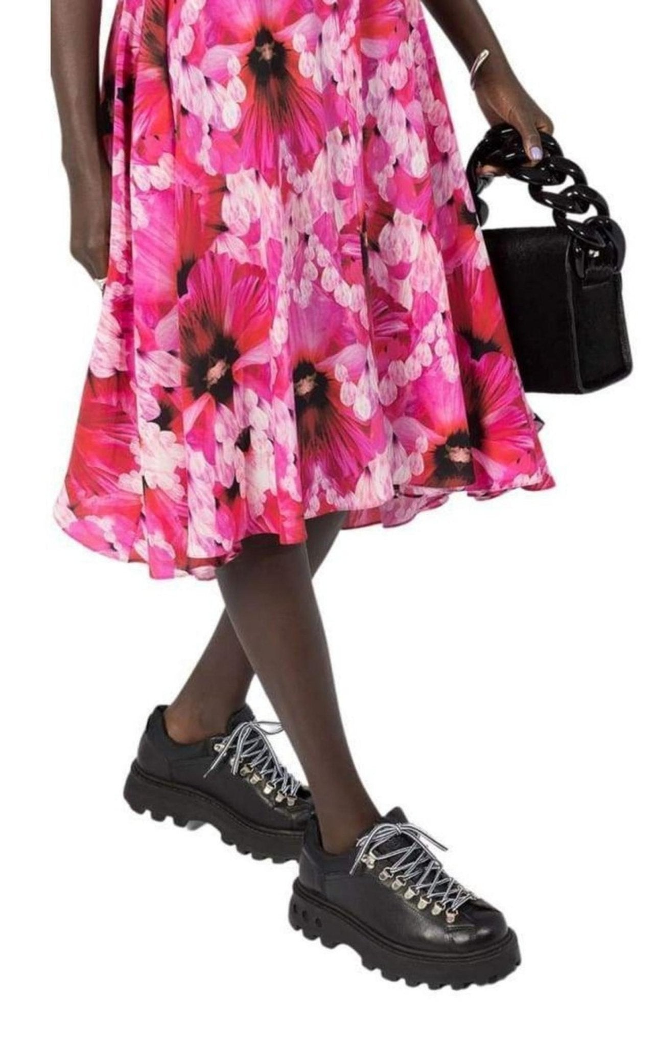 Alexander McQueen Flower Print Silk Tea Dress - Runway Catalog