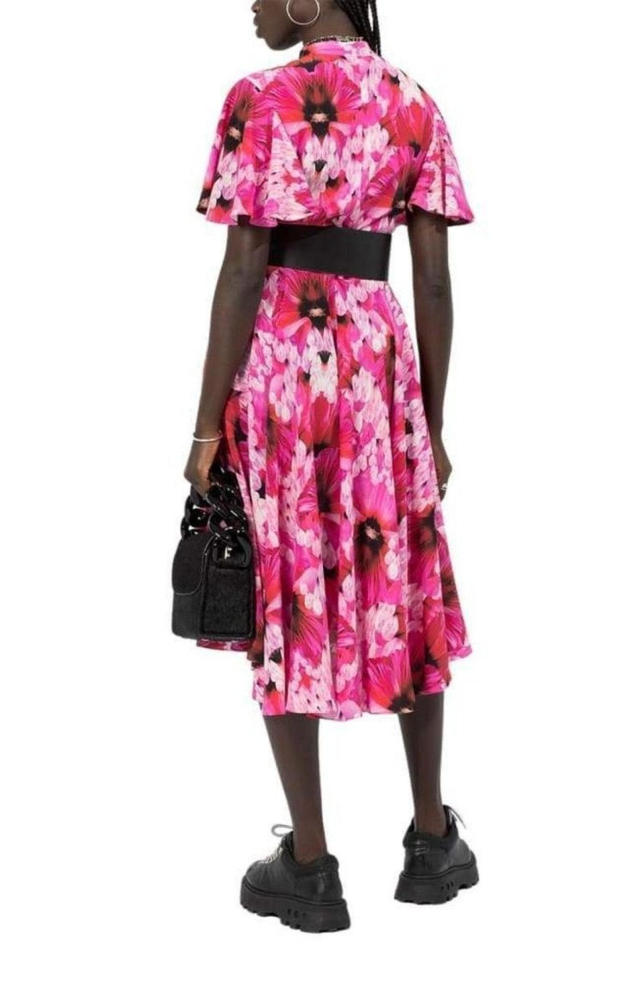 Alexander McQueen Flower Print Silk Tea Dress - Runway Catalog