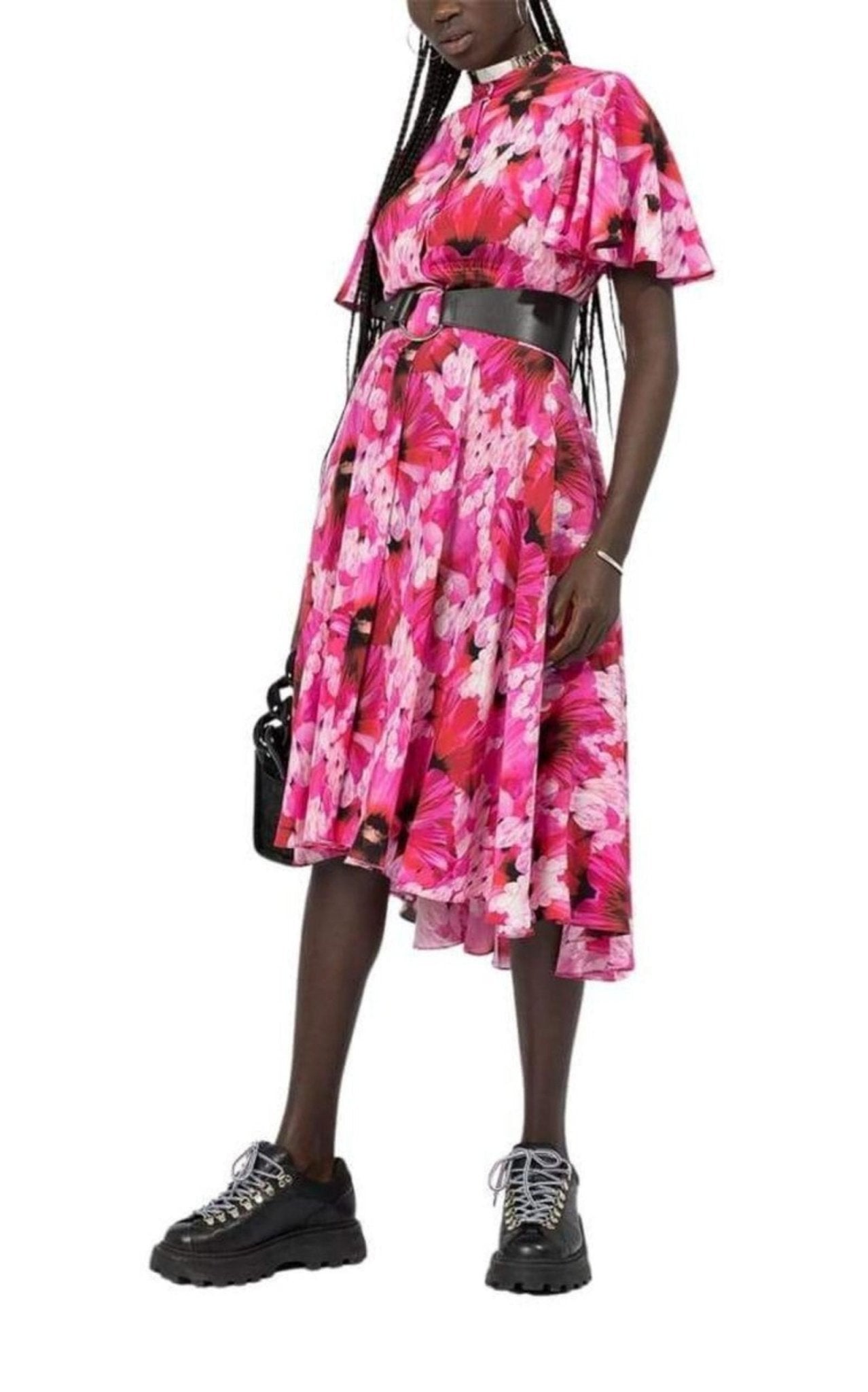 Alexander McQueen Flower Print Silk Tea Dress - Runway Catalog