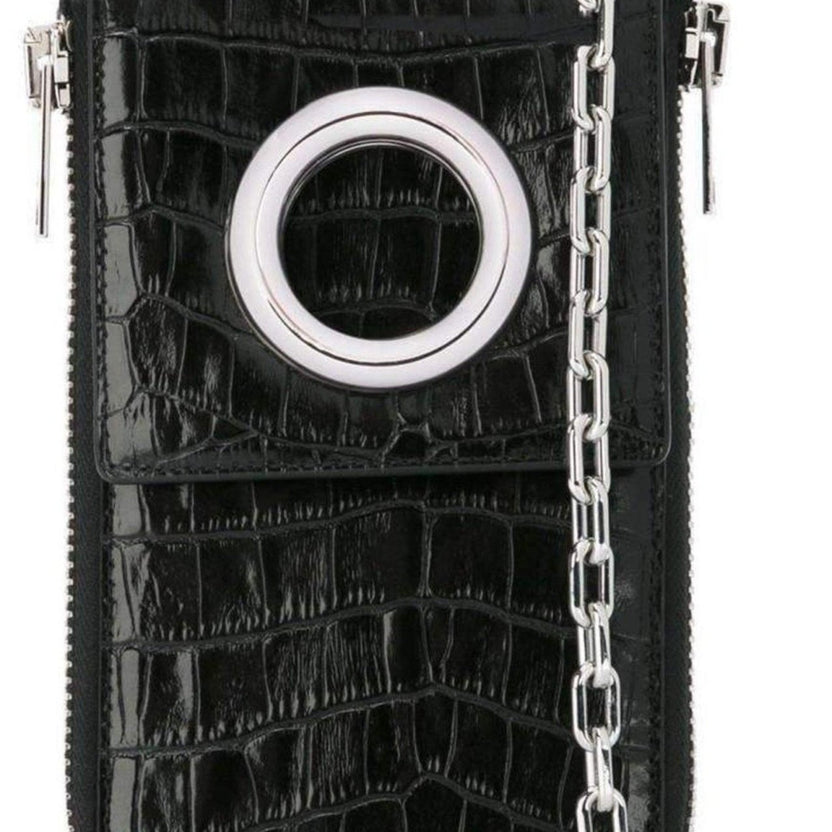 Alexander Wang Black Shoulder Wallet Crocodile Embossed Leather - Runway Catalog
