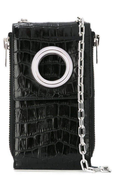 Alexander Wang Black Shoulder Wallet Crocodile Embossed Leather - Runway Catalog