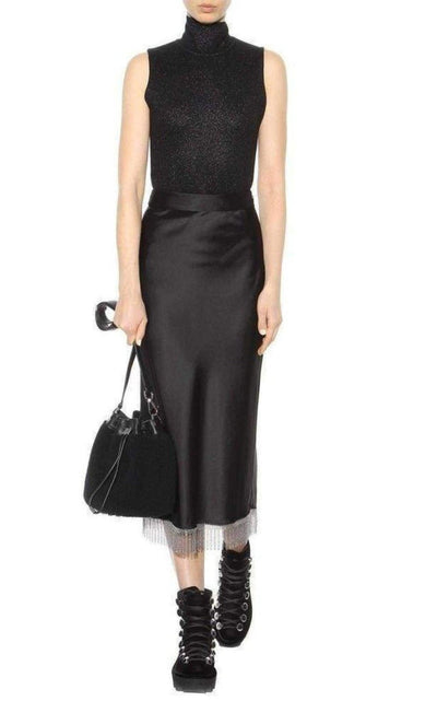 Alexander Wang Black Silk Metal Fringe Skirt - Runway Catalog