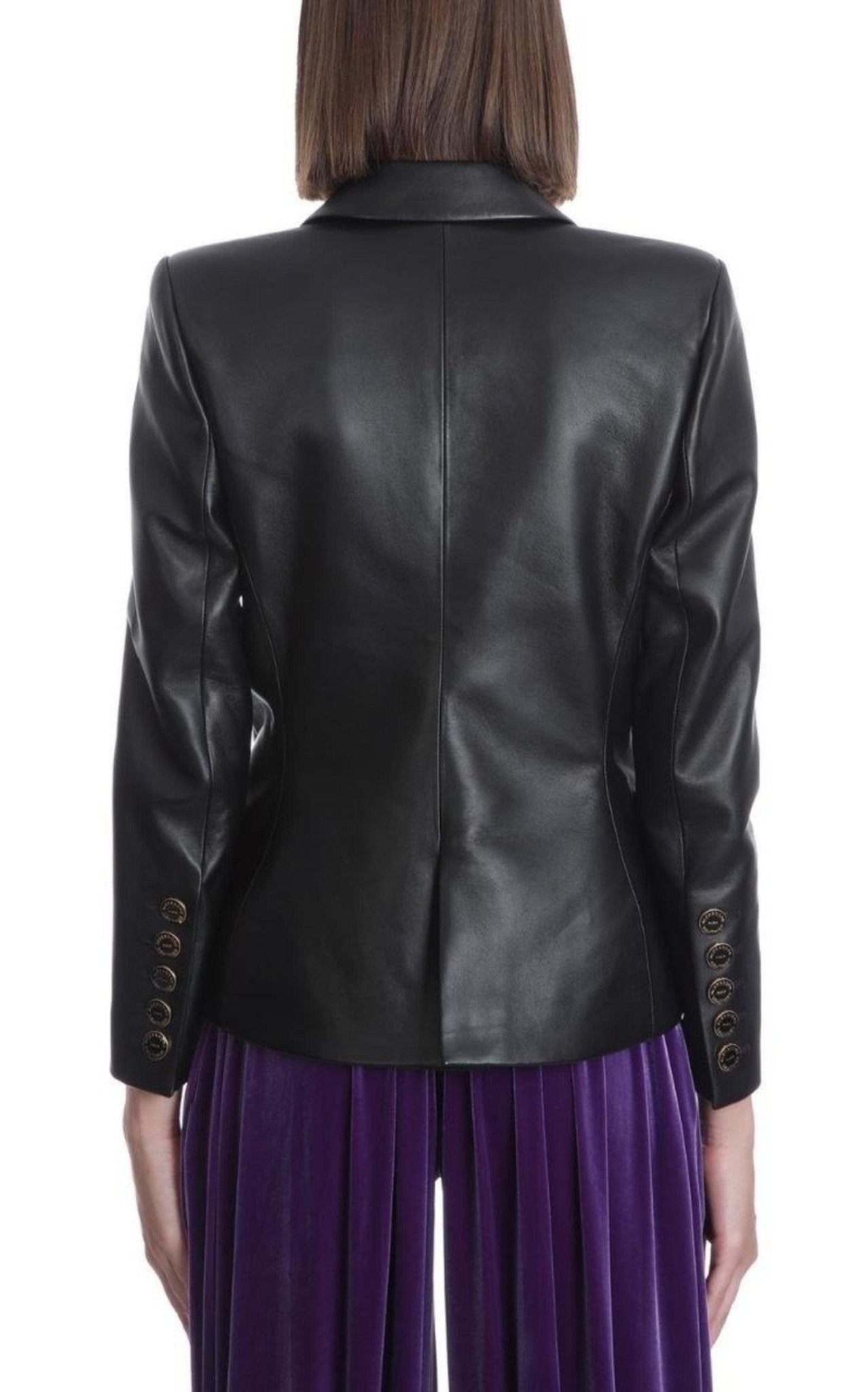 Alexandre Vauthier Double - breasted Leather Blazer - Runway Catalog