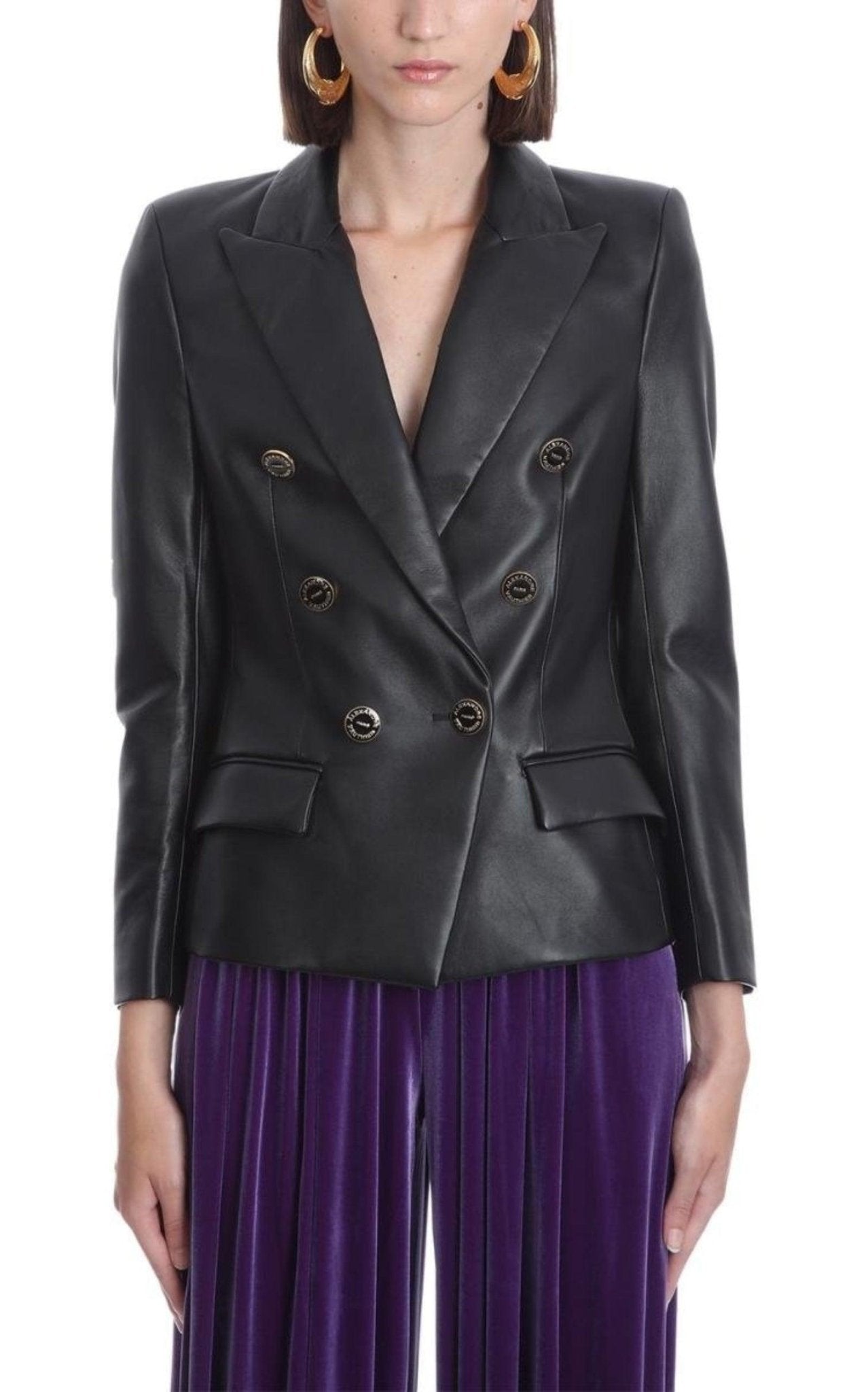 Alexandre Vauthier Double - breasted Leather Blazer - Runway Catalog