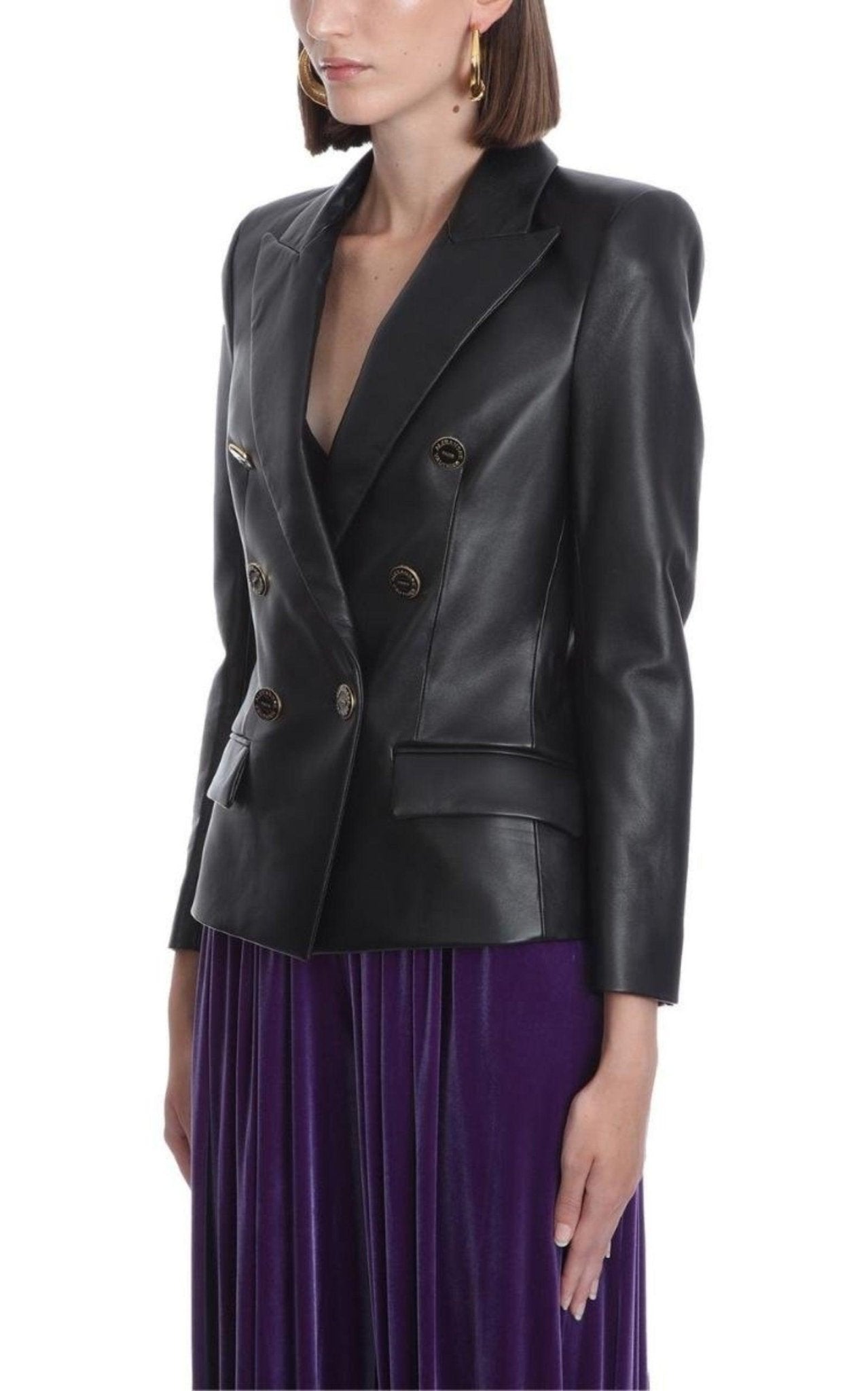 Alexandre Vauthier Double - breasted Leather Blazer - Runway Catalog