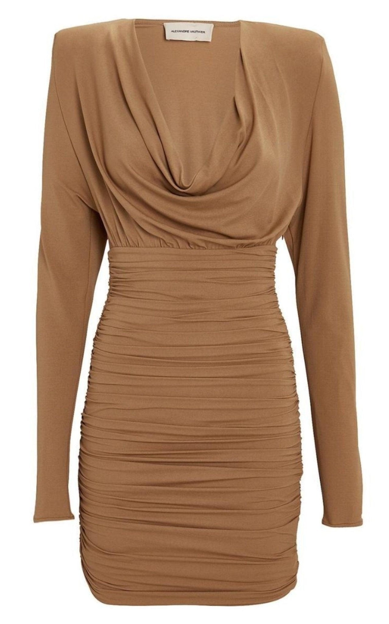 Alexandre Vauthier Draped Jersey Cowl Neck Mini Dress - Runway Catalog