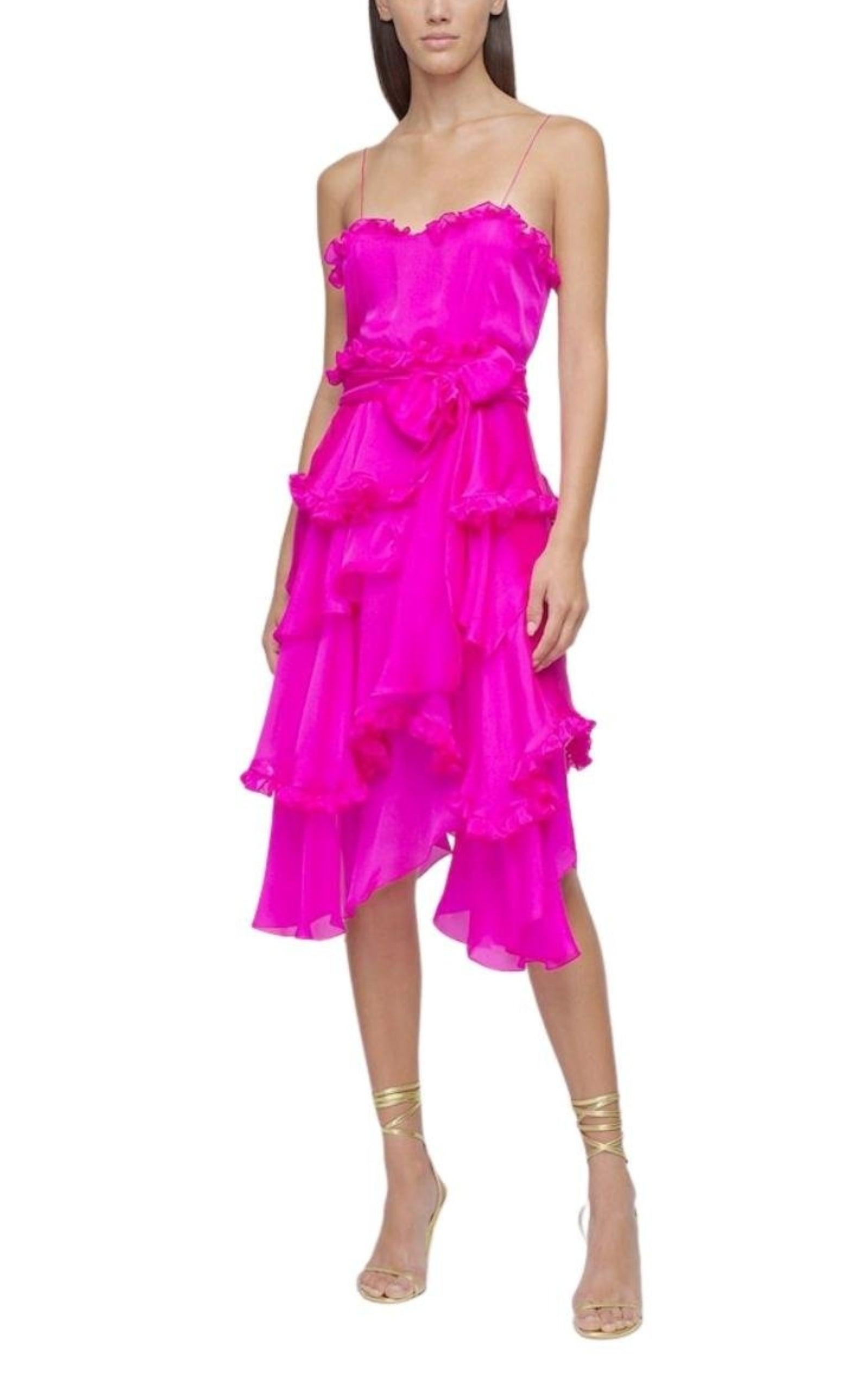 Silk Chiffon Ruffled Knee Length Dress Alexandre Vauthier