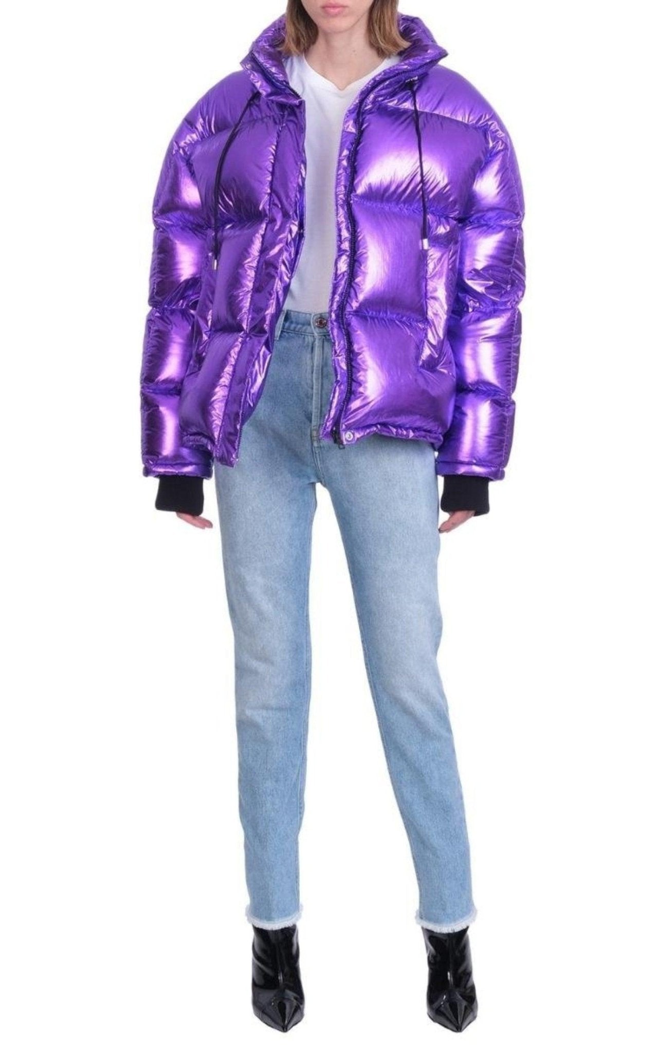 Alexandre Vauthier Viola Metallic Puffer Jacket in Shiny Polyamide - Runway Catalog