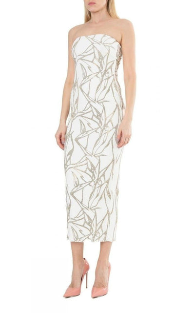 Alexandre Vauthier White Beaded Strapless Midi Dress - Runway Catalog
