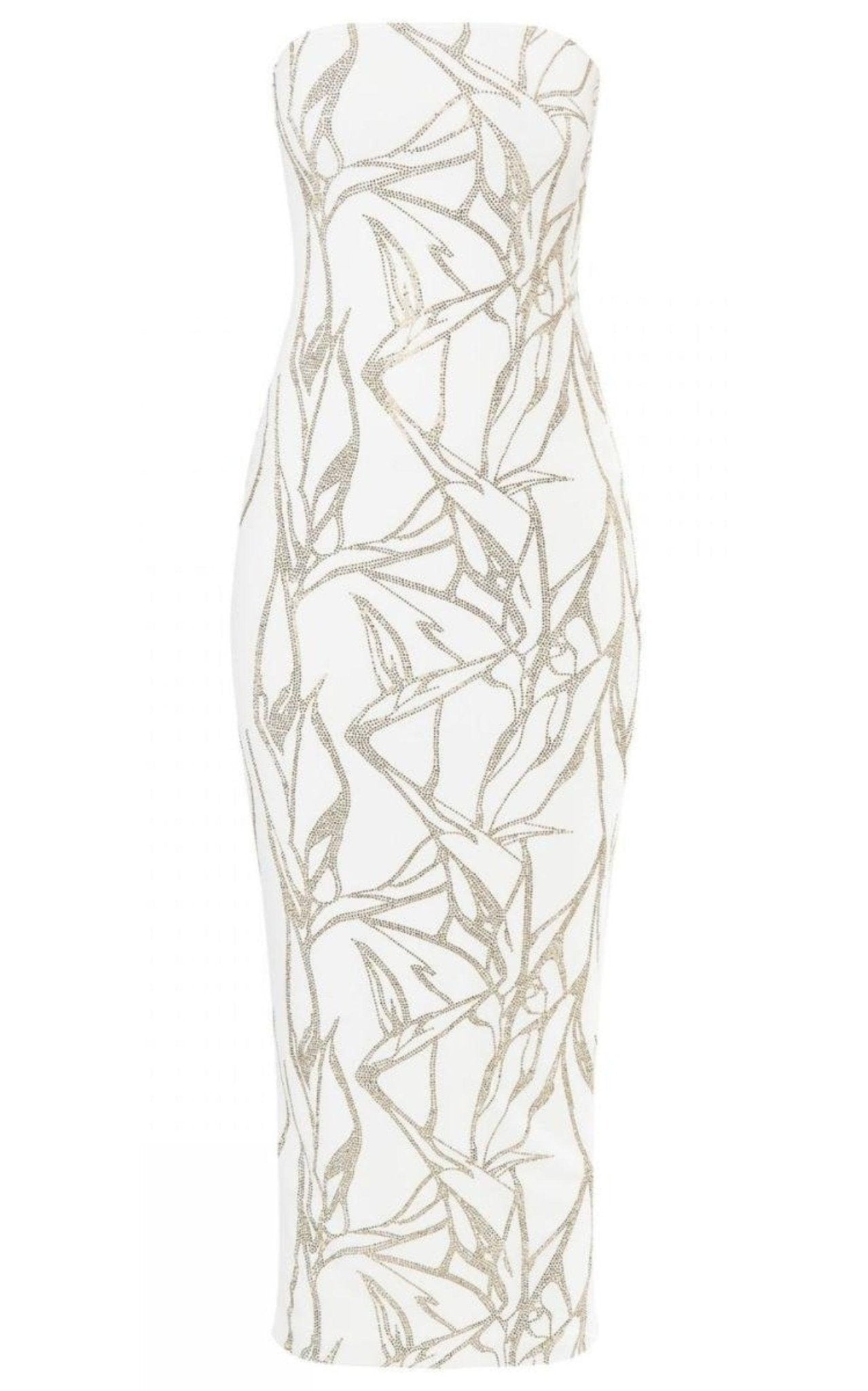 Alexandre Vauthier White Beaded Strapless Midi Dress - Runway Catalog