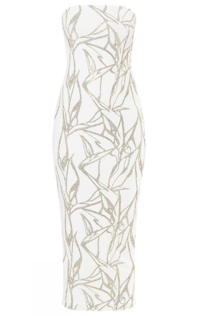 Alexandre Vauthier White Beaded Strapless Midi Dress - Runway Catalog