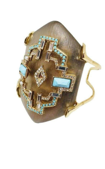 Alexis Bittar Crystal and Turquoise Cuff Bracelet - Runway Catalog