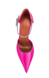 Amina Muaddi Ursina Pink Satin Pumps