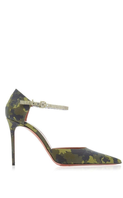 Amina Muaddi Usrina Crystal - Embellished Camouflage - Satin Pumps - Runway Catalog