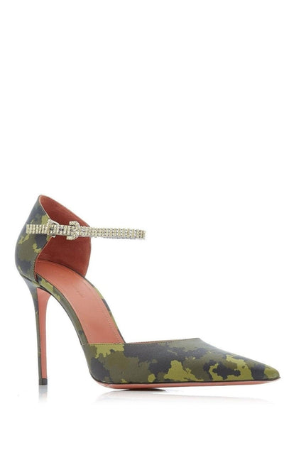 Amina Muaddi Usrina Crystal - Embellished Camouflage - Satin Pumps - Runway Catalog