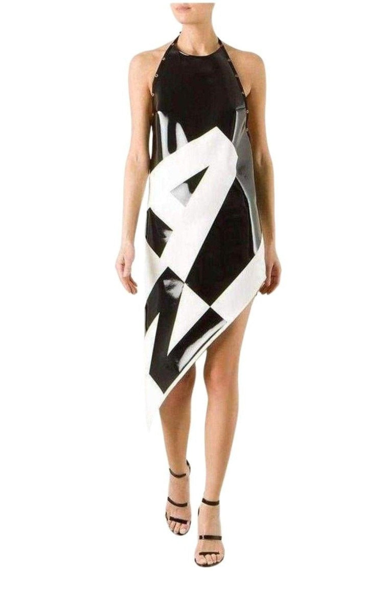 Anthony Vaccarello Asymmetrical Coated Crepe Dress - Runway Catalog