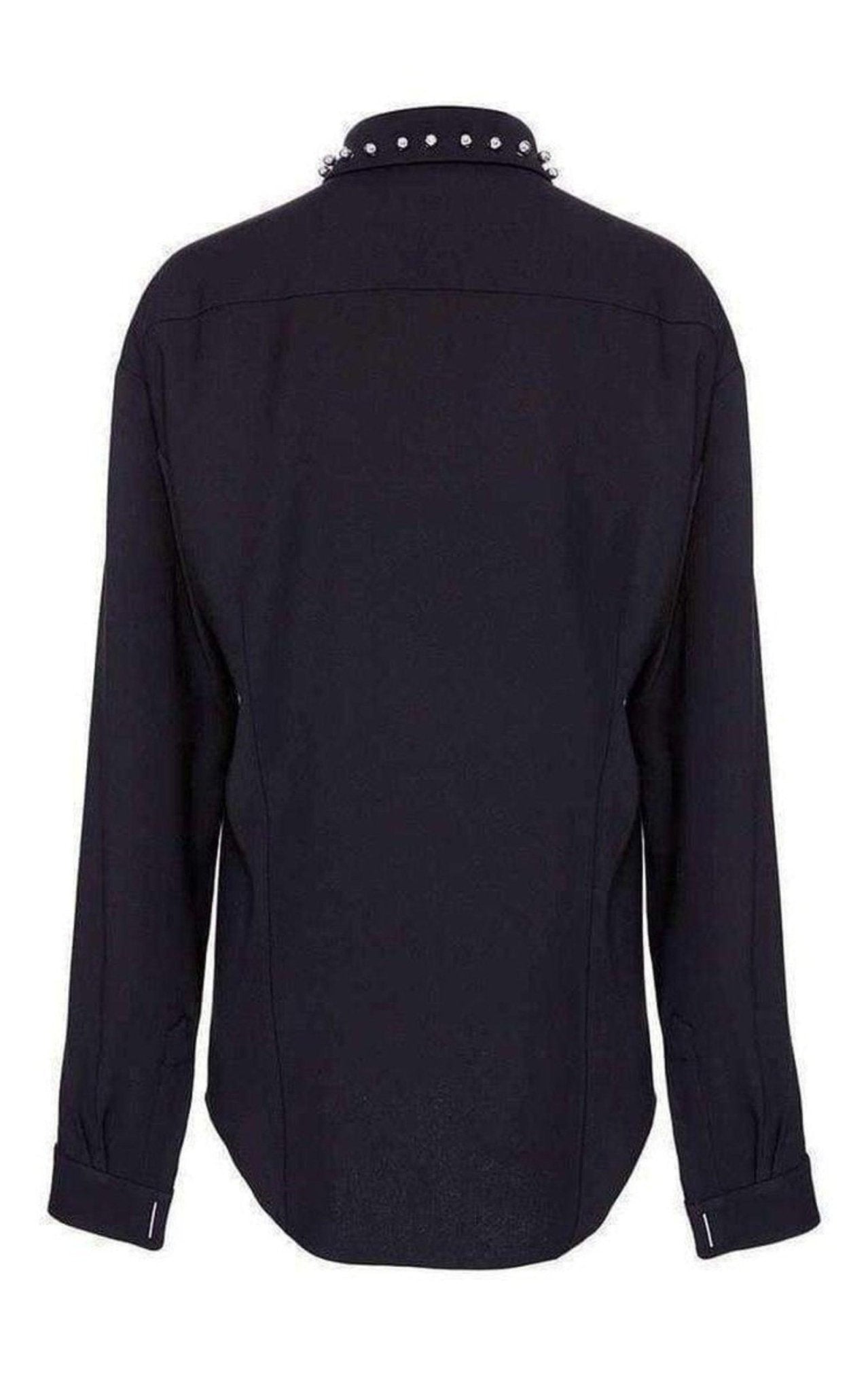 Anthony Vaccarello Black Classical Shirt With Stud Collar - Runway Catalog