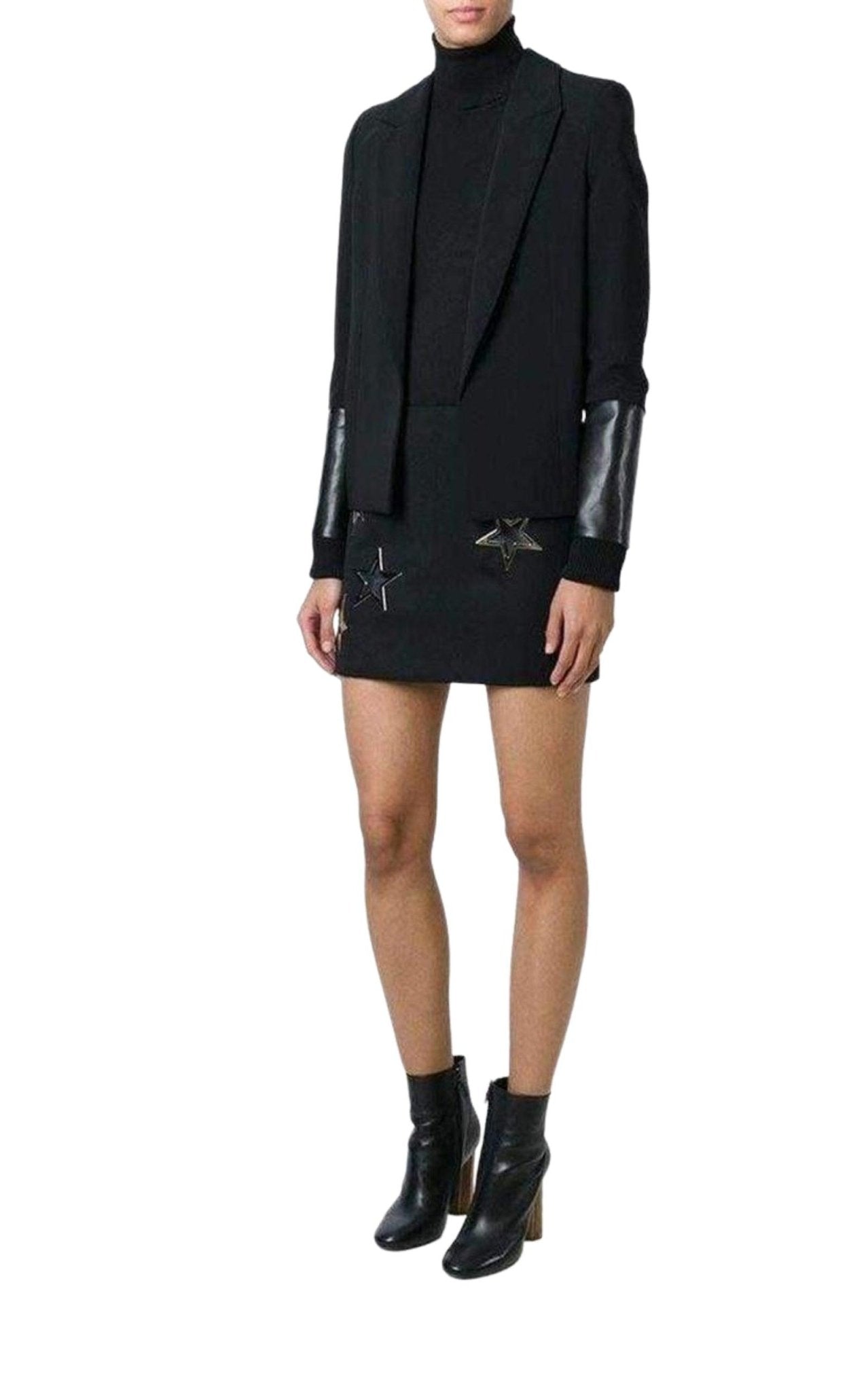Anthony Vaccarello Black Pinned Contrast Sleeve Blazer - Runway Catalog