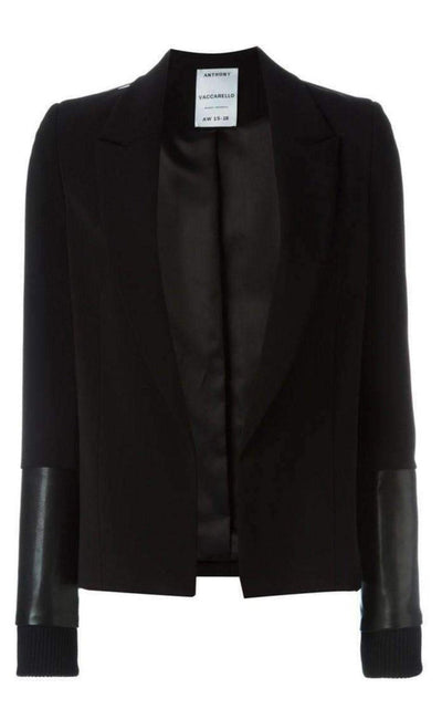 Anthony Vaccarello Black Pinned Contrast Sleeve Blazer - Runway Catalog