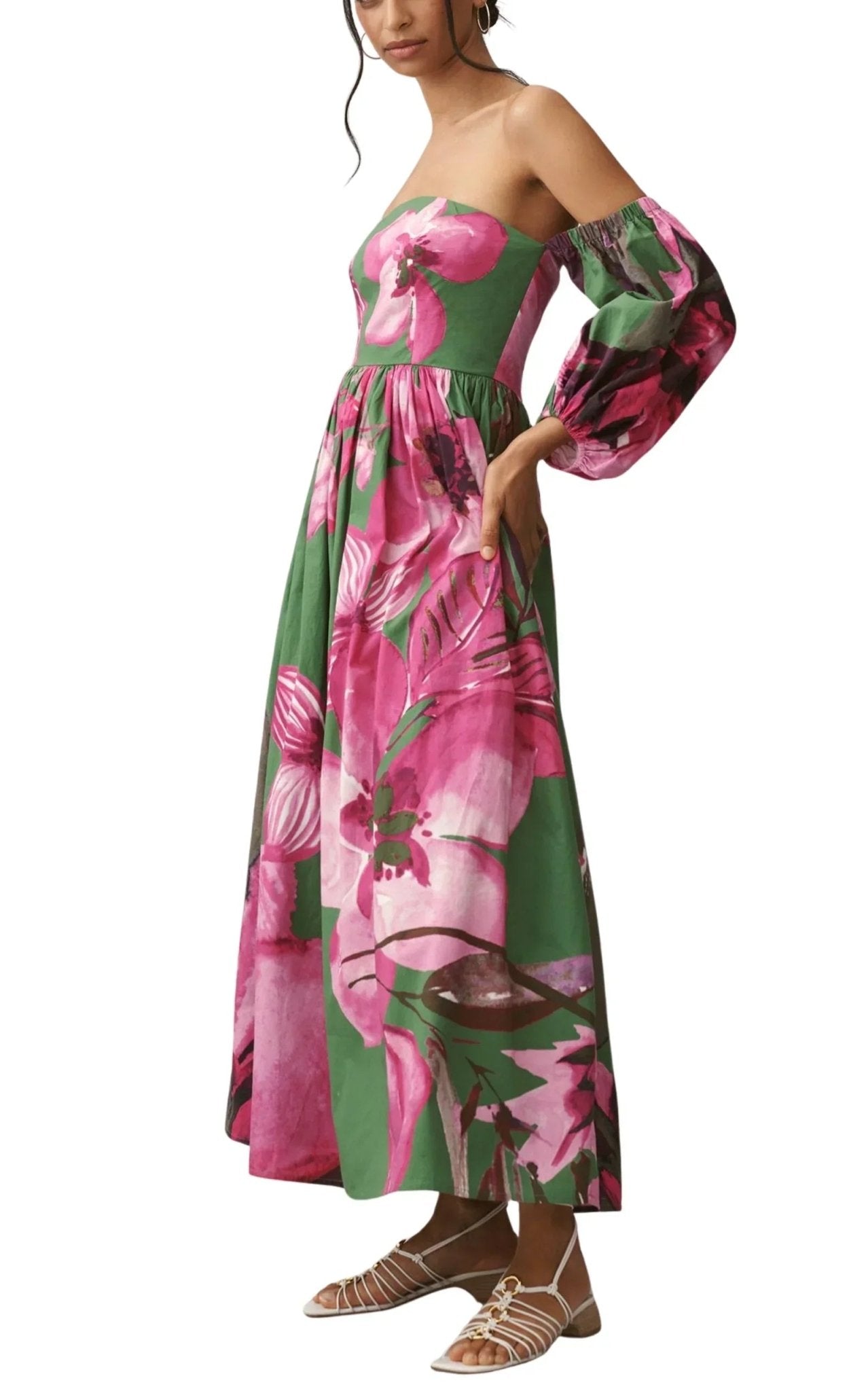Anthropologie Off - The - Shoulder Floral Printed Maxi Dress - Runway Catalog