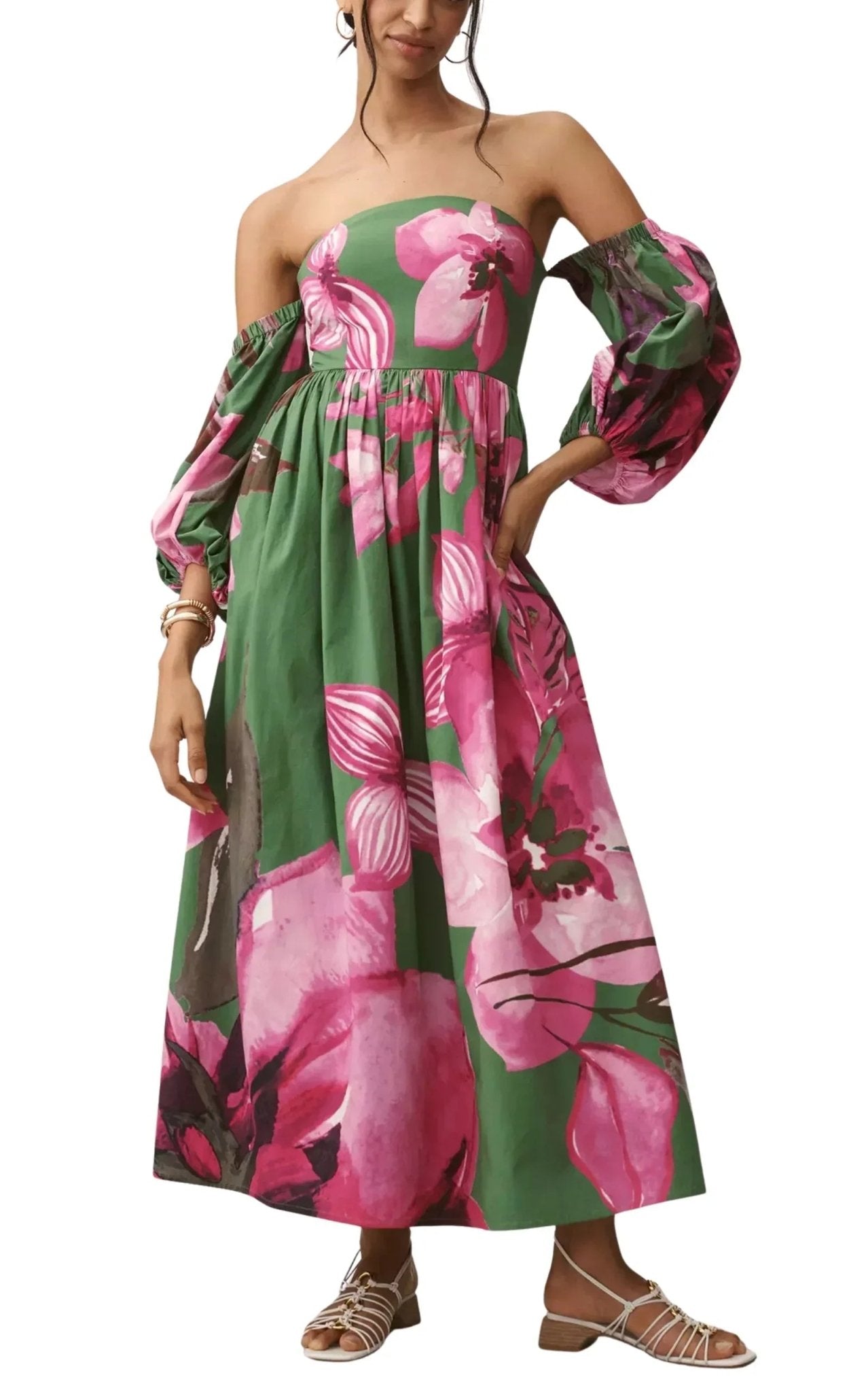 Anthropologie Off - The - Shoulder Floral Printed Maxi Dress - Runway Catalog