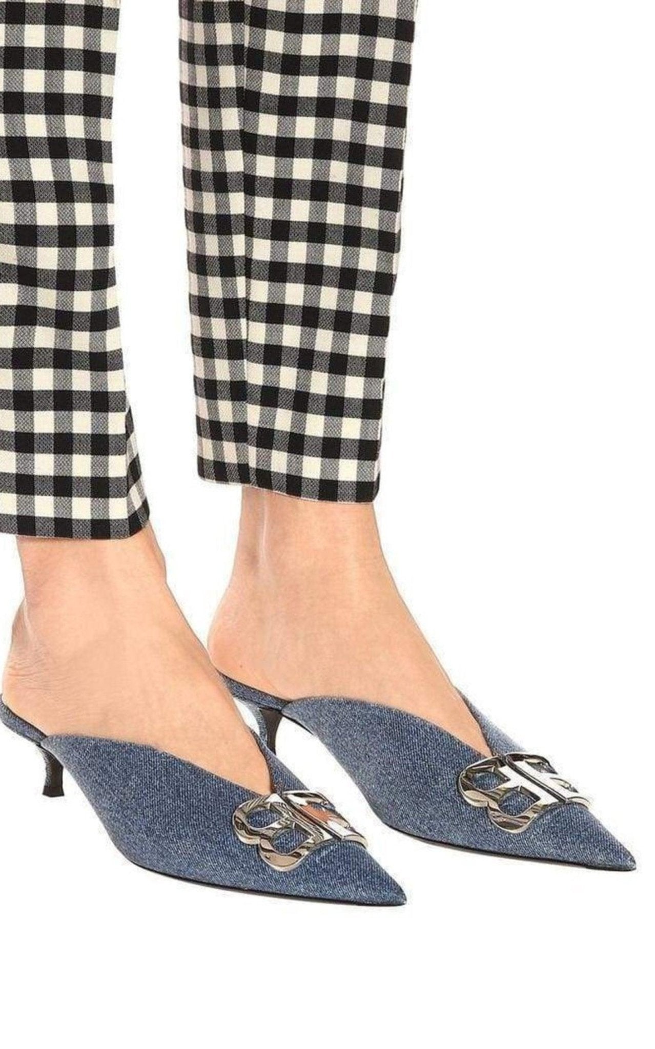 Balenciaga BB Denim Kitten - Heel Mules - Runway Catalog