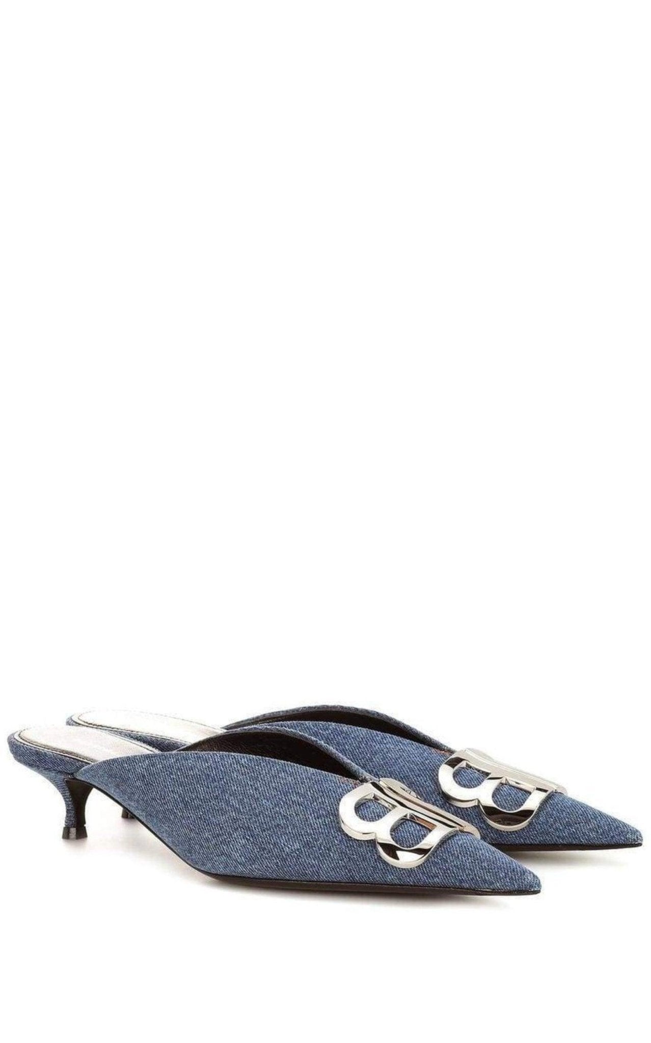 Balenciaga BB Denim Kitten - Heel Mules - Runway Catalog