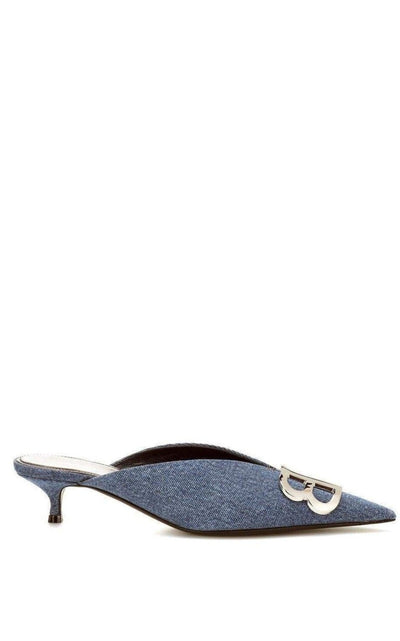 Balenciaga BB Denim Kitten - Heel Mules - Runway Catalog