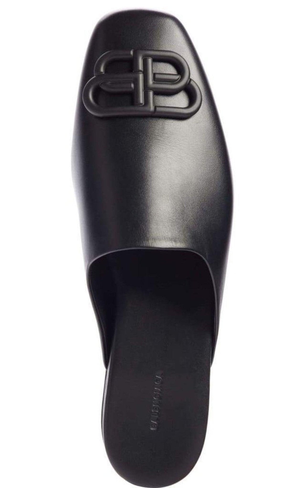 Balenciaga Black BB Logo Leather Slipper Shoes - Runway Catalog