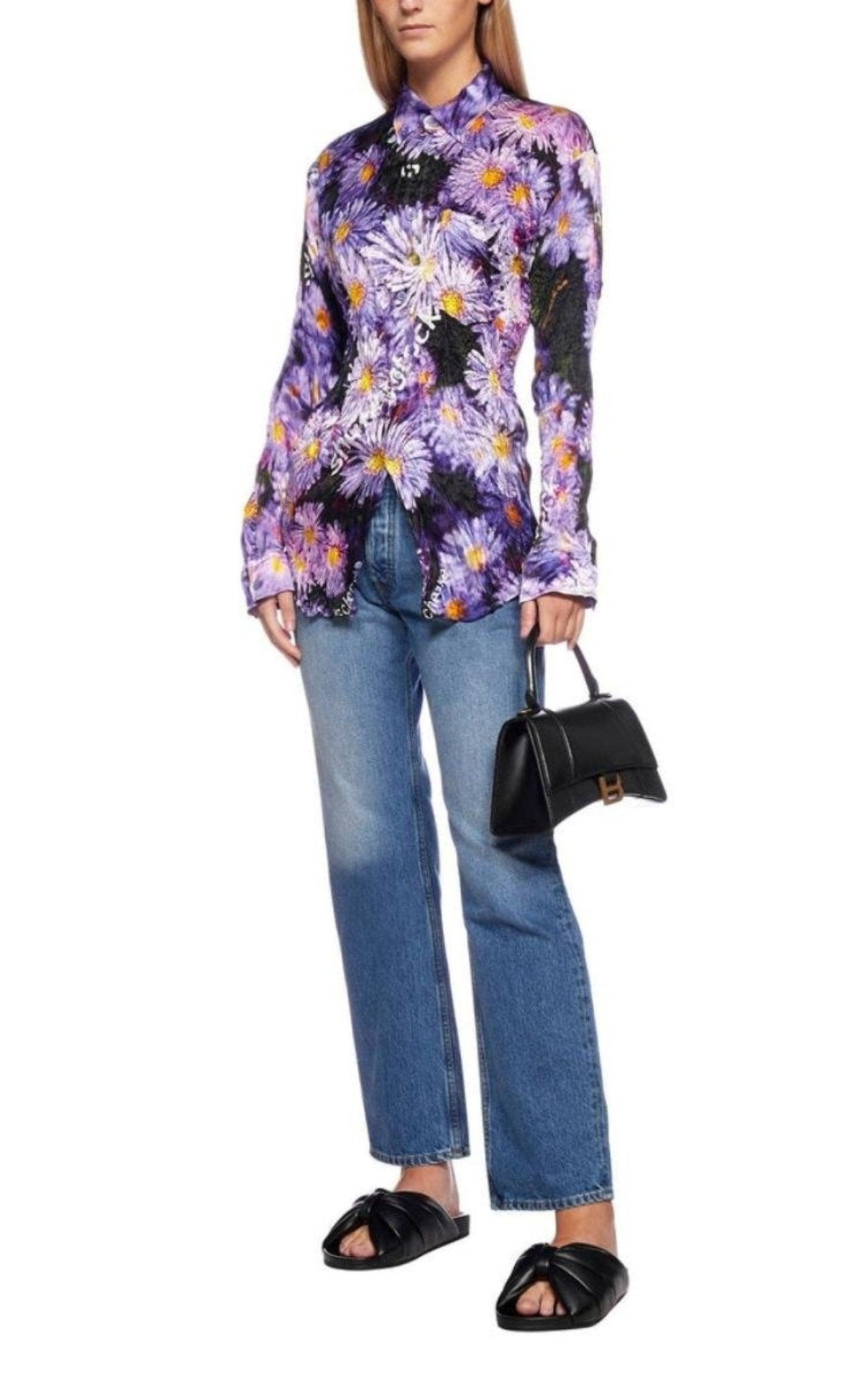 Balenciaga Floral Printed Crinkled Effect Silk Shirt - Runway Catalog