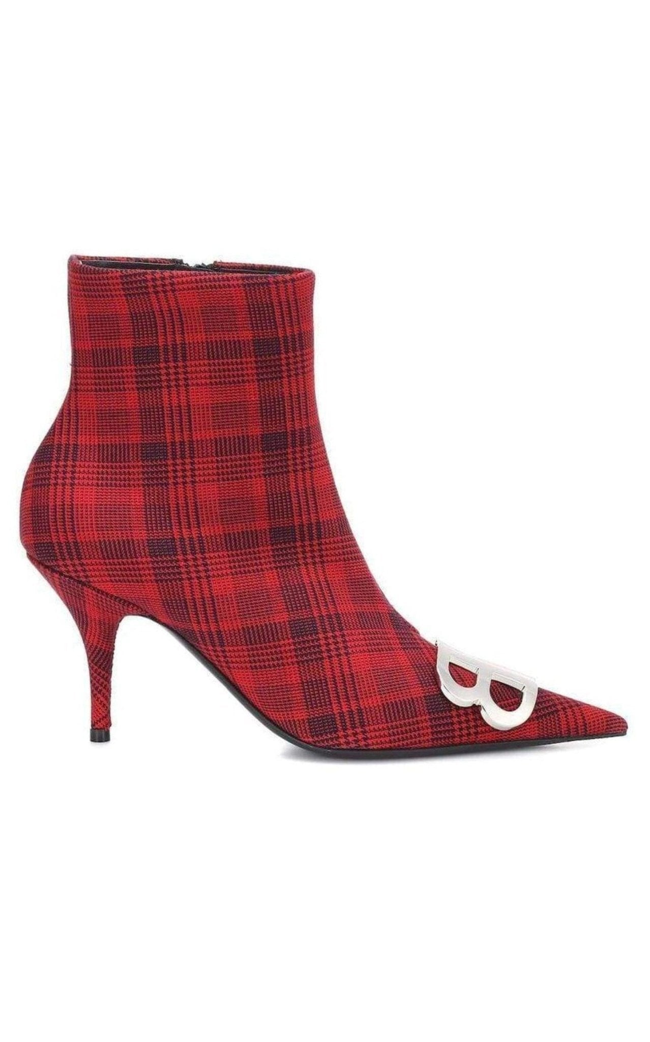 Balenciaga Logo Plaid Canvas Ankle Boots - Runway Catalog