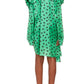 Polka Dot Print Long Sleeve Logo Jacquard Babydoll Dress Balenciaga