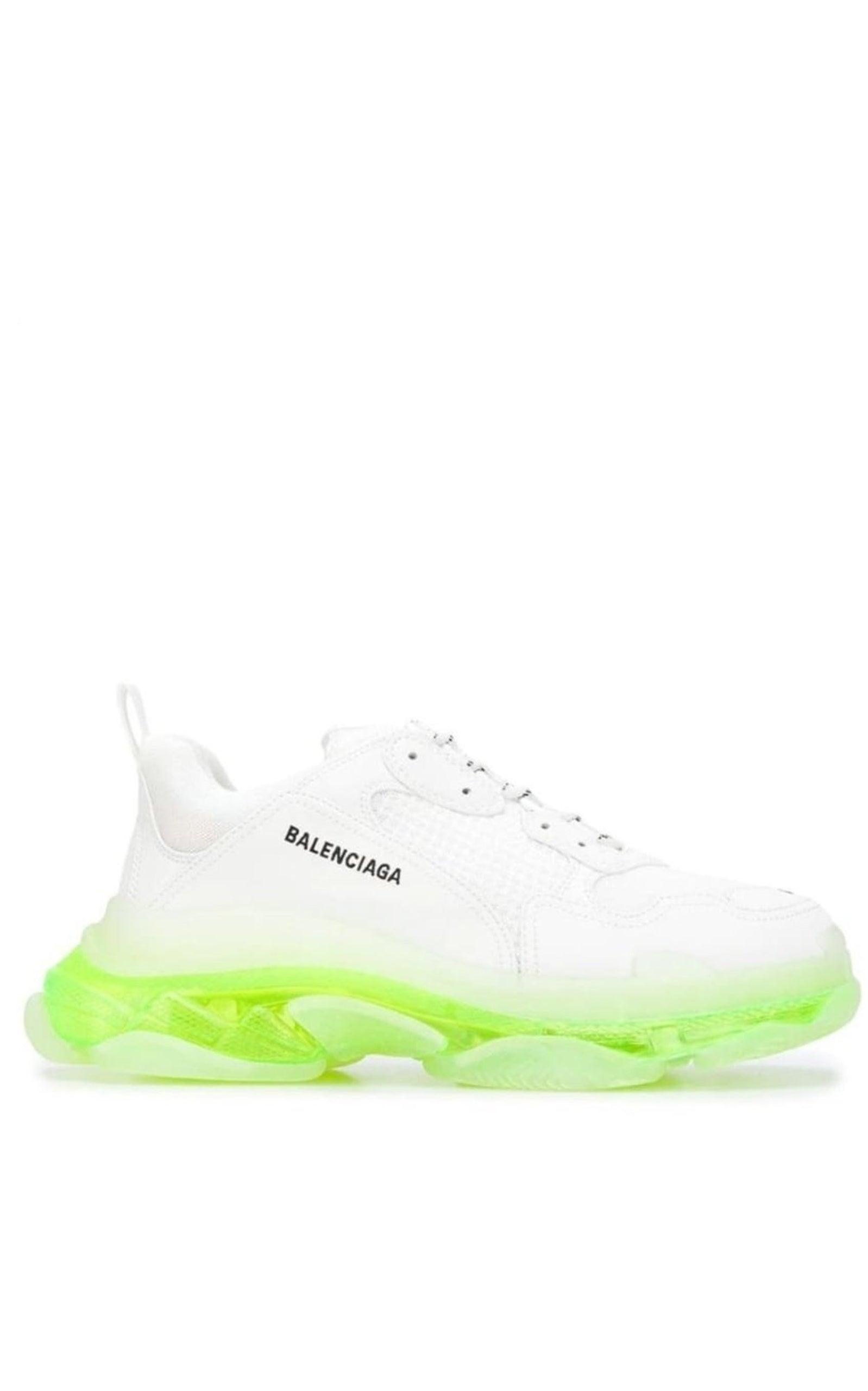 White Triple S Leather and Mesh Sneakers Balenciaga