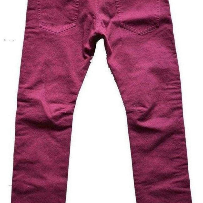 Balmain Balmain Burgundy Embroidered Trimming Slim Stretch Jeans - Runway Catalog