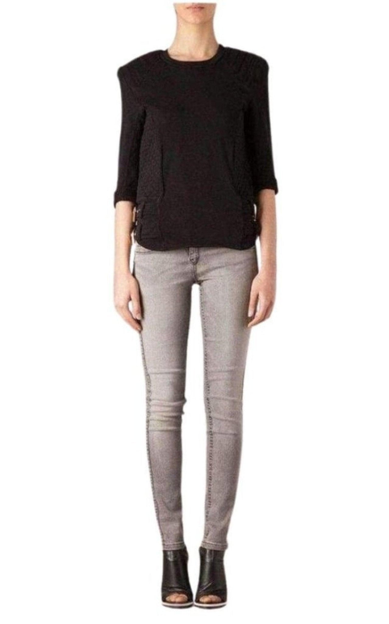 Balmain Balmain Cotton Quilted Panel Sweatshirt with Gold Buckles - Runway Catalog