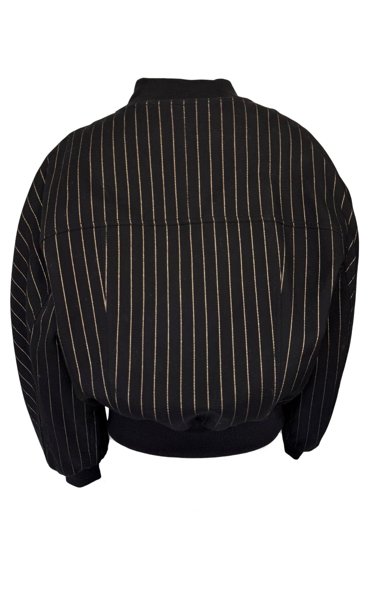 Balmain Balmain Striped Cotton Teddy Jacket in Black and Gold - Runway Catalog