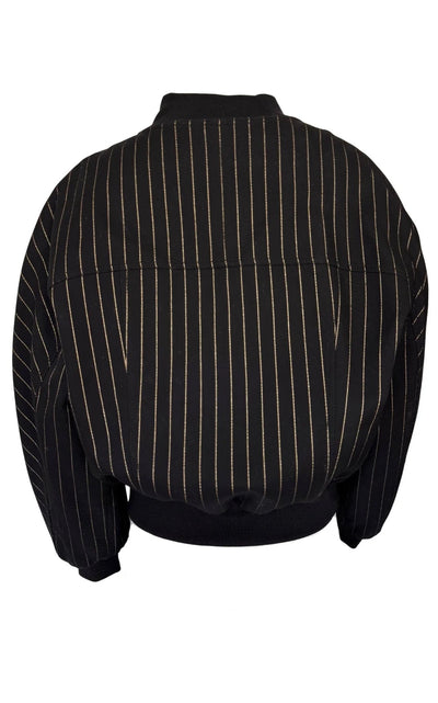 Balmain Balmain Striped Cotton Teddy Jacket in Black and Gold - Runway Catalog
