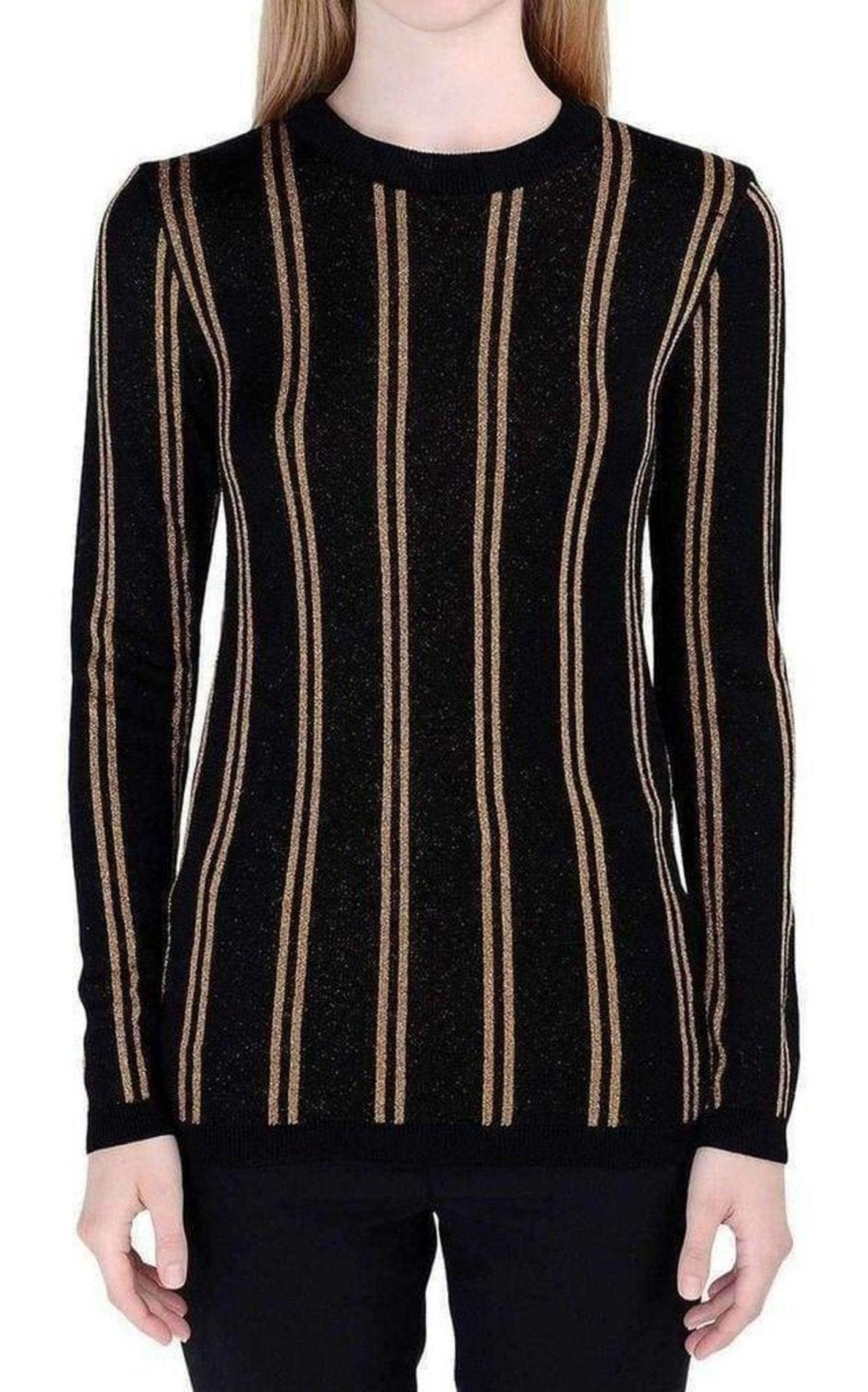 Balmain Black And Gold Striped Sweater - Runway Catalog