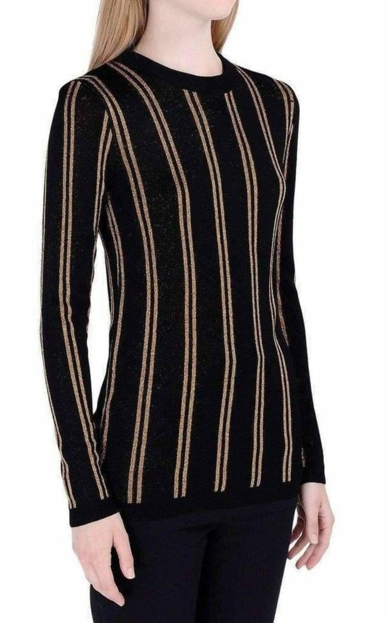 Balmain Black And Gold Striped Sweater - Runway Catalog