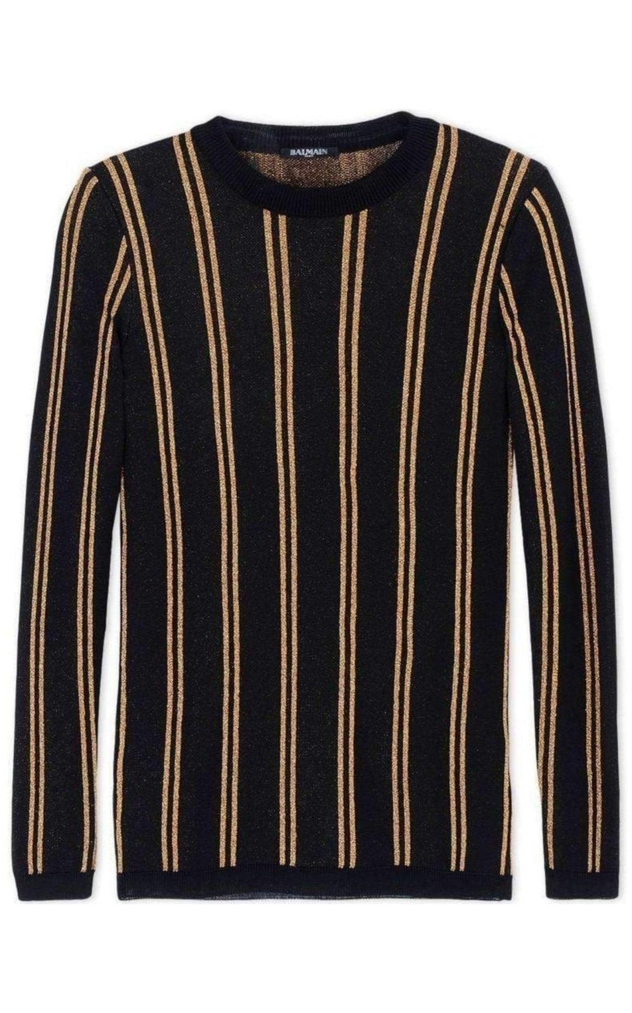 Balmain Black And Gold Striped Sweater - Runway Catalog