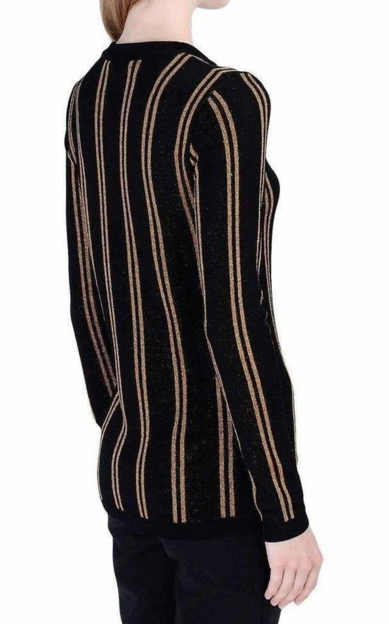 Balmain Black And Gold Striped Sweater - Runway Catalog