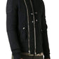 Black Biker Hoodie Jacket Balmain