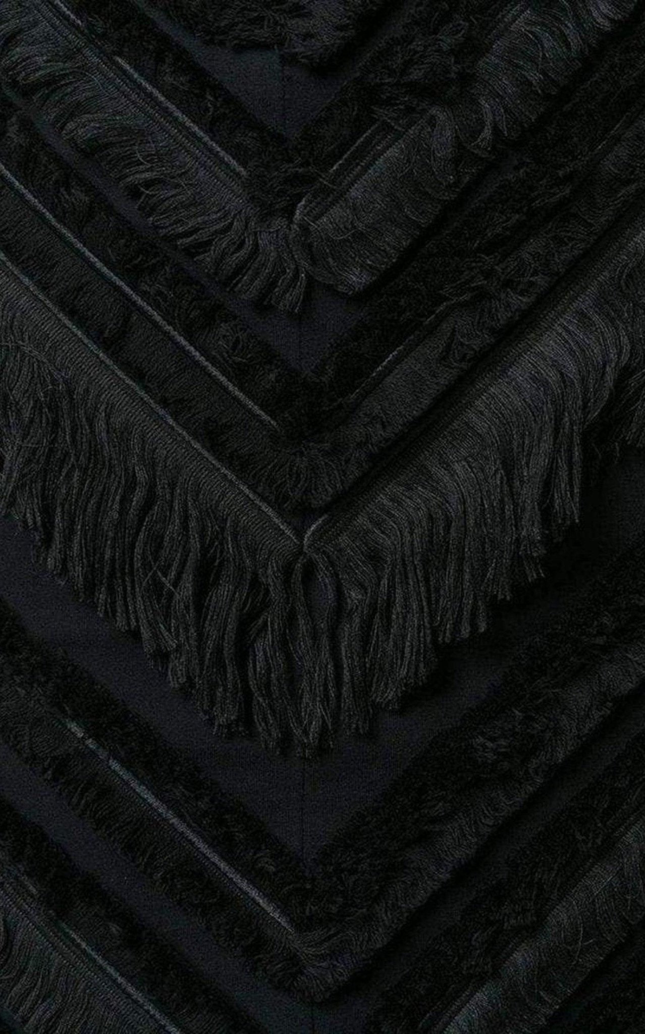 Balmain Black Chevron Fringed Mini Skirt - Runway Catalog