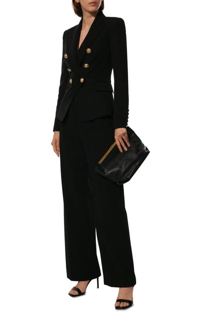 Balmain Black Classic Double - Breasted Wool Blazer - Runway Catalog