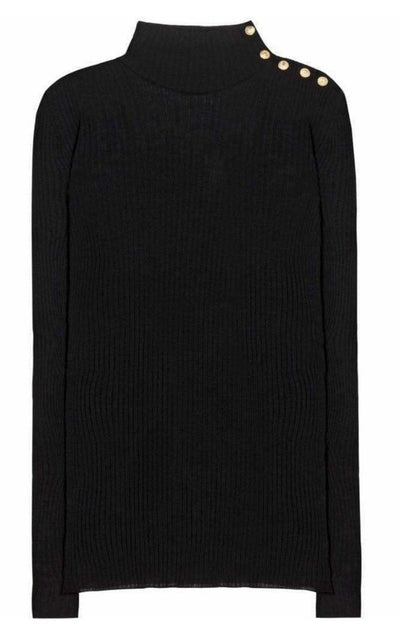 Balmain Black Embellished Wool Turtleneck Sweater - Runway Catalog