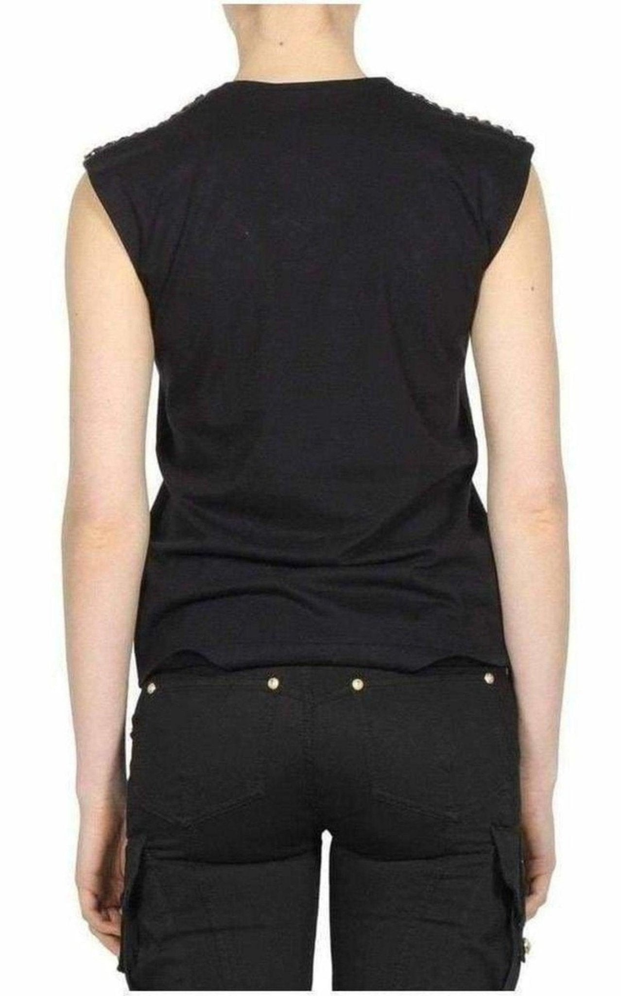 Balmain Black & Gold Chain Trimmed Tank Top - Runway Catalog