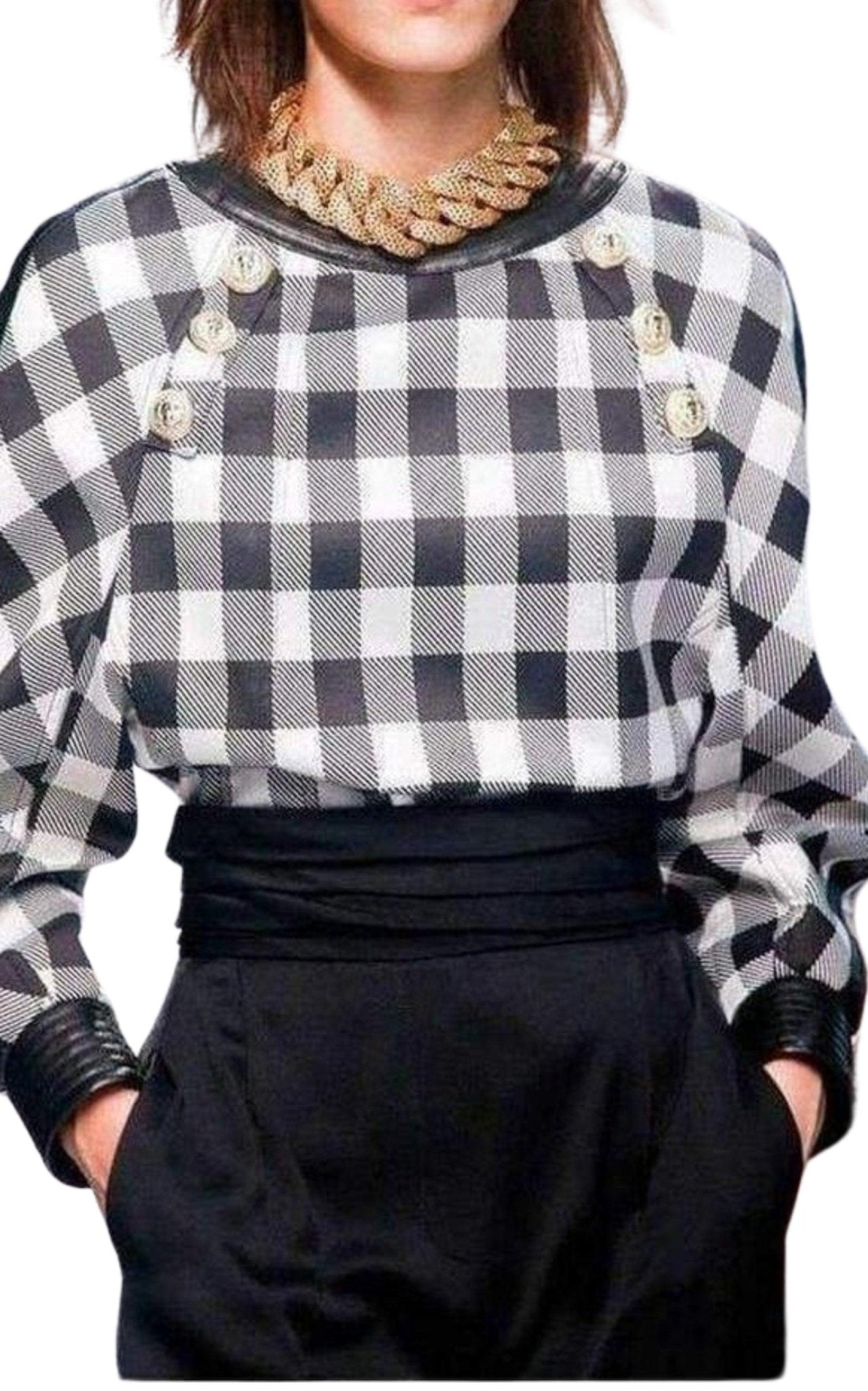 Balmain Black High Waisted Tuxedo Pants - Runway Catalog